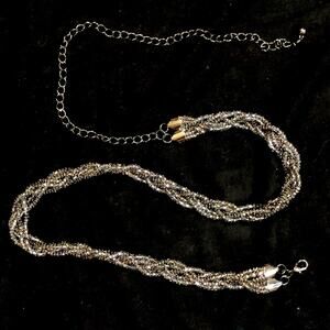 Smooth Silver‎ Braided Chain Belt w/ Lobster Claw Clasp